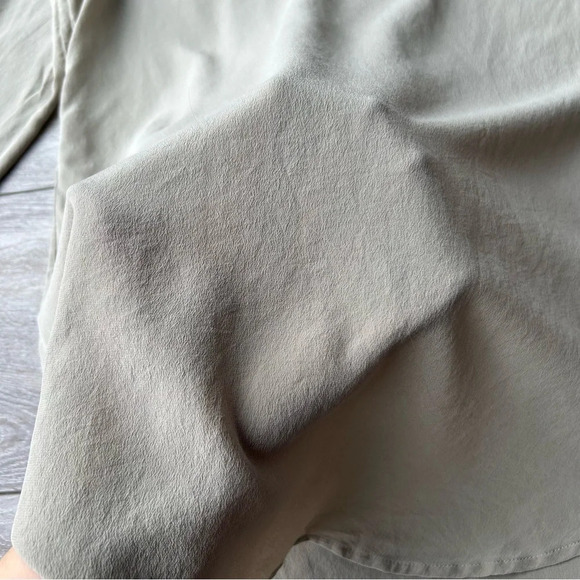 Oak Fort Taupe Pure Silk Laser Cutout Long Sleeve Shift Dress - Picture 8 of 14